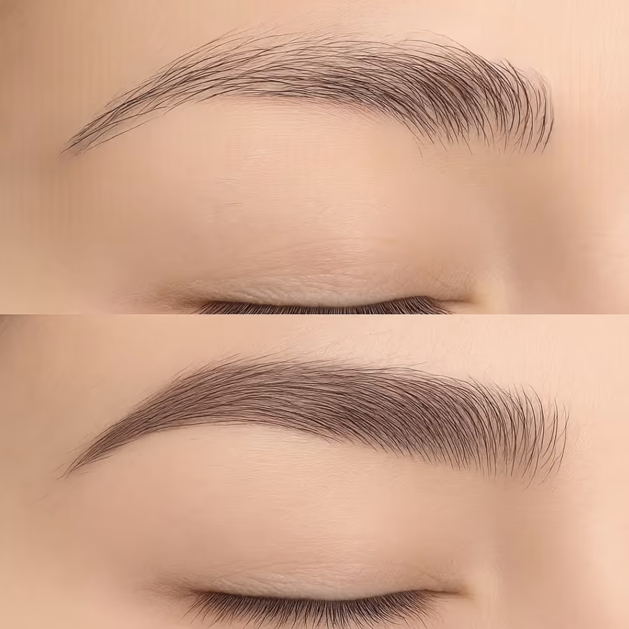 Ennen ja j&auml;lkeen kulmien pigmentointia